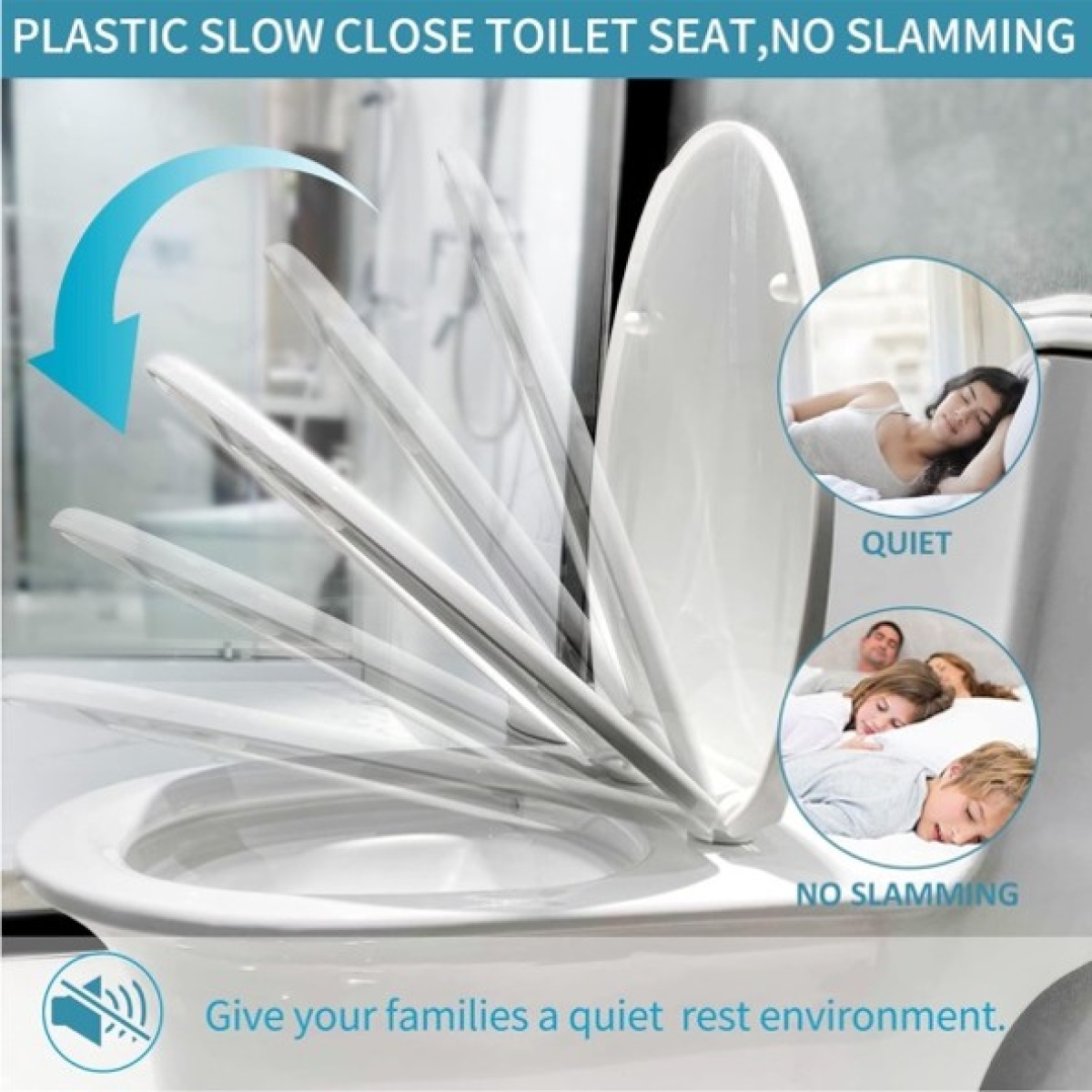 SANITARY WC SEAT SOFT OPEN/CLOSE UNIVERSAL 18”  44.5X35.2CM - Image 2