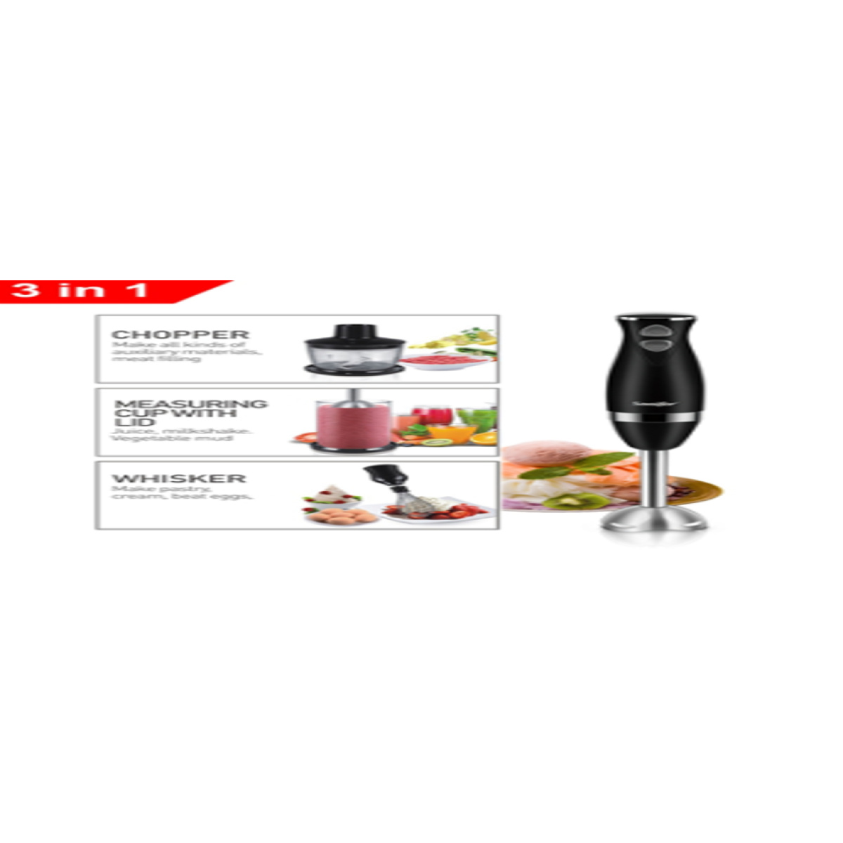 SONIFER HAND BLENDER 500W  3IN1 600ML - Image 2