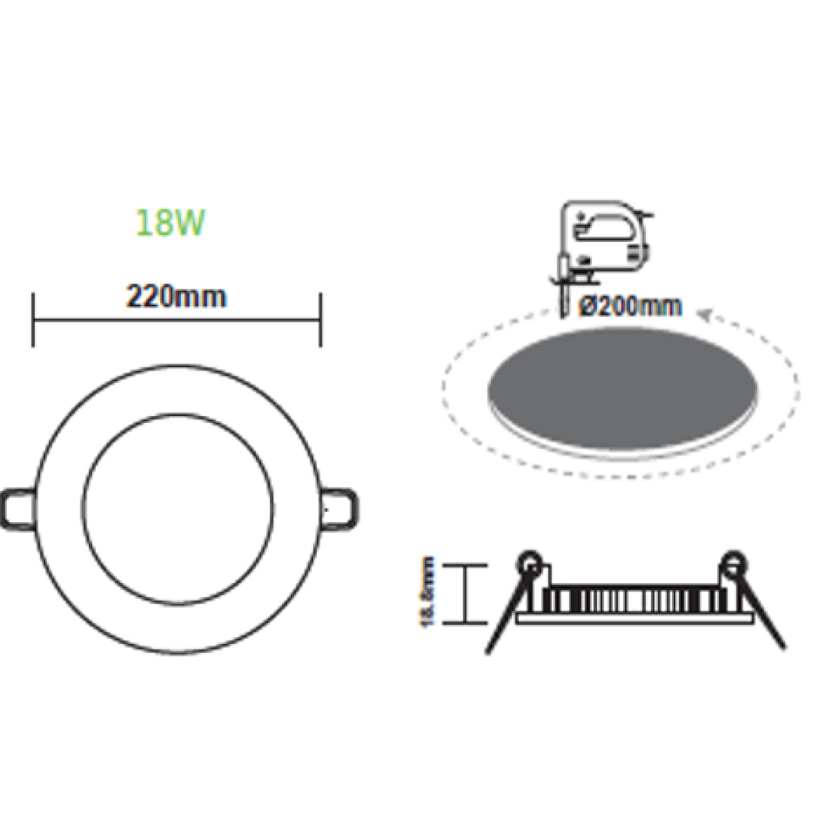 ACA Lighting LED SLIM PANEL 18W  6000K - Image 2