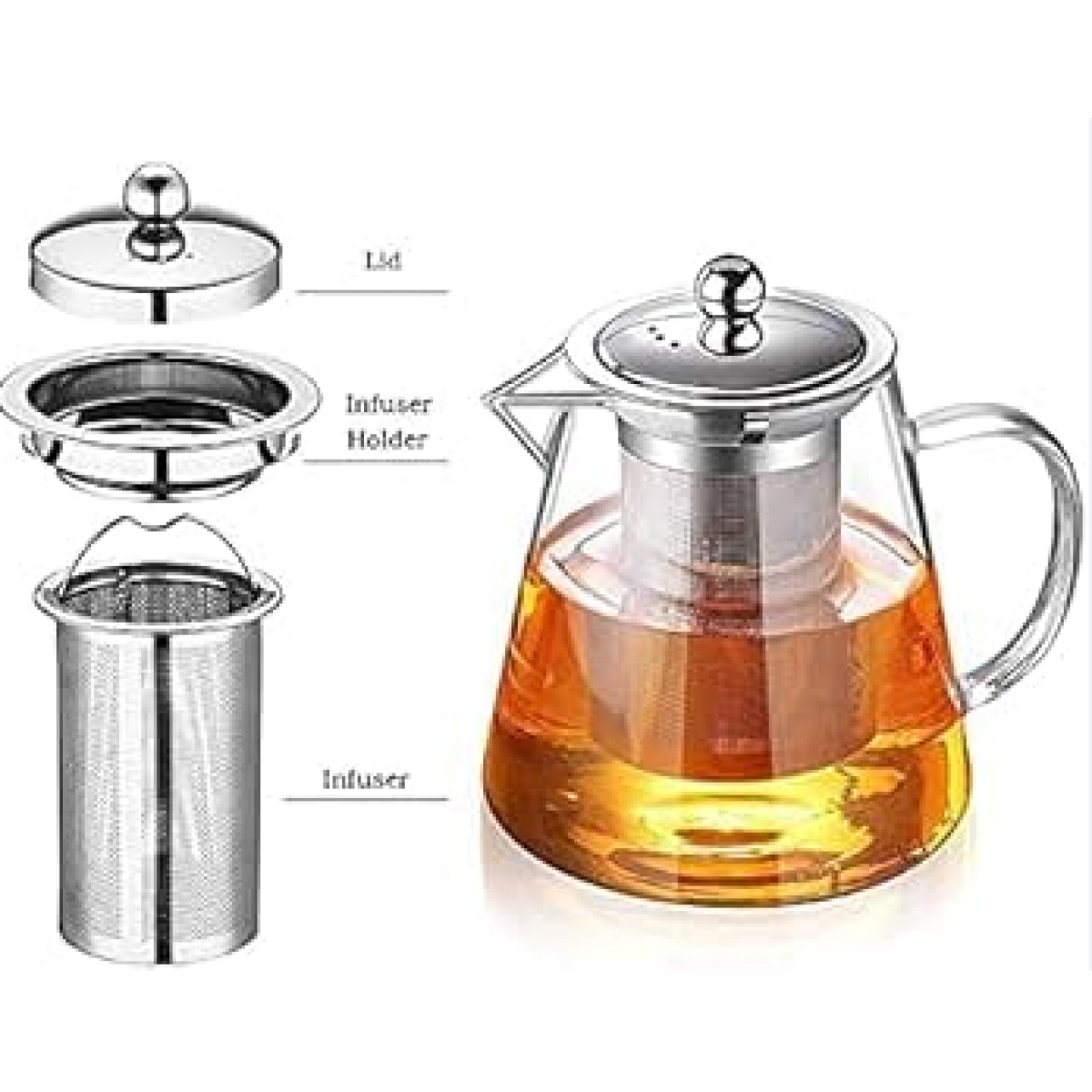 GLASS TEAPOT + FILTER 1000ML - Image 2
