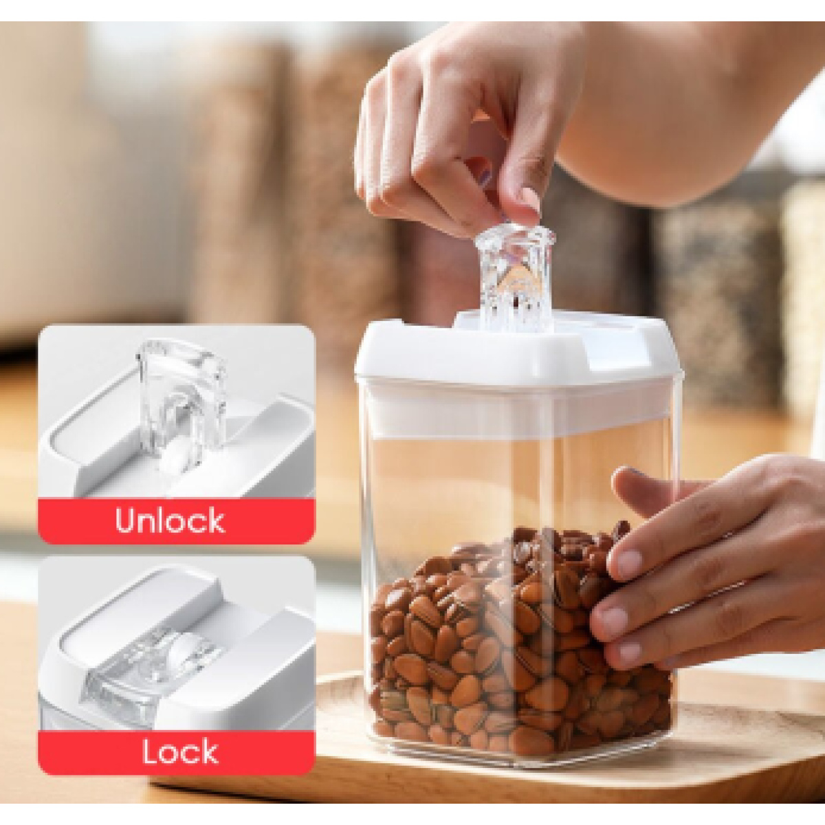 EASY LOCK SQUARE PLASTIC  1200ml - Image 2