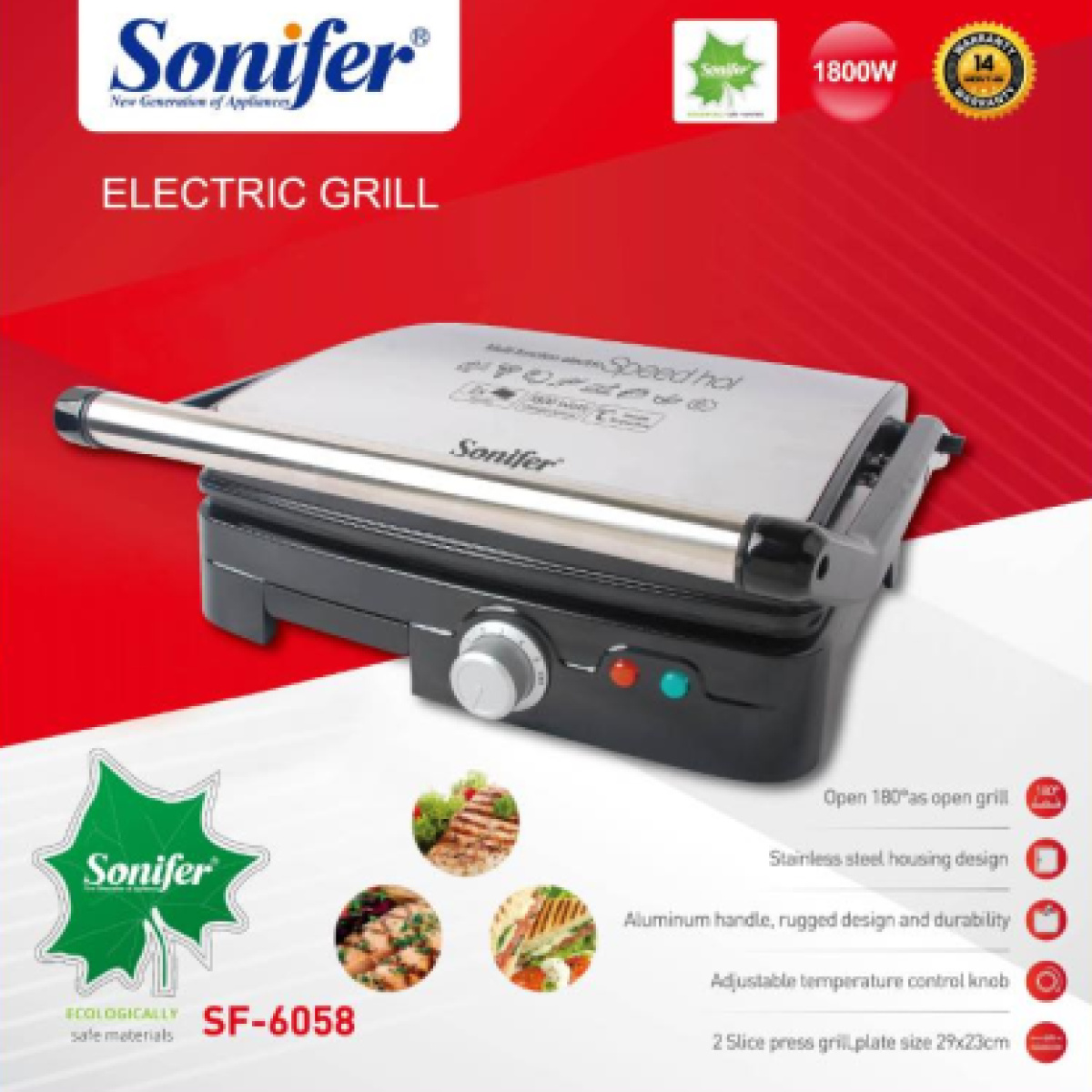 SONIFER ELECTRIC GRILL 1800W - Image 2