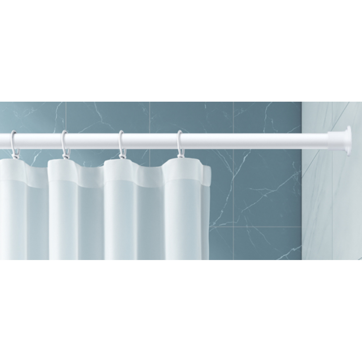 SANITARY BATH CURTAIN ROD WHITE 140X260cm - Image 2