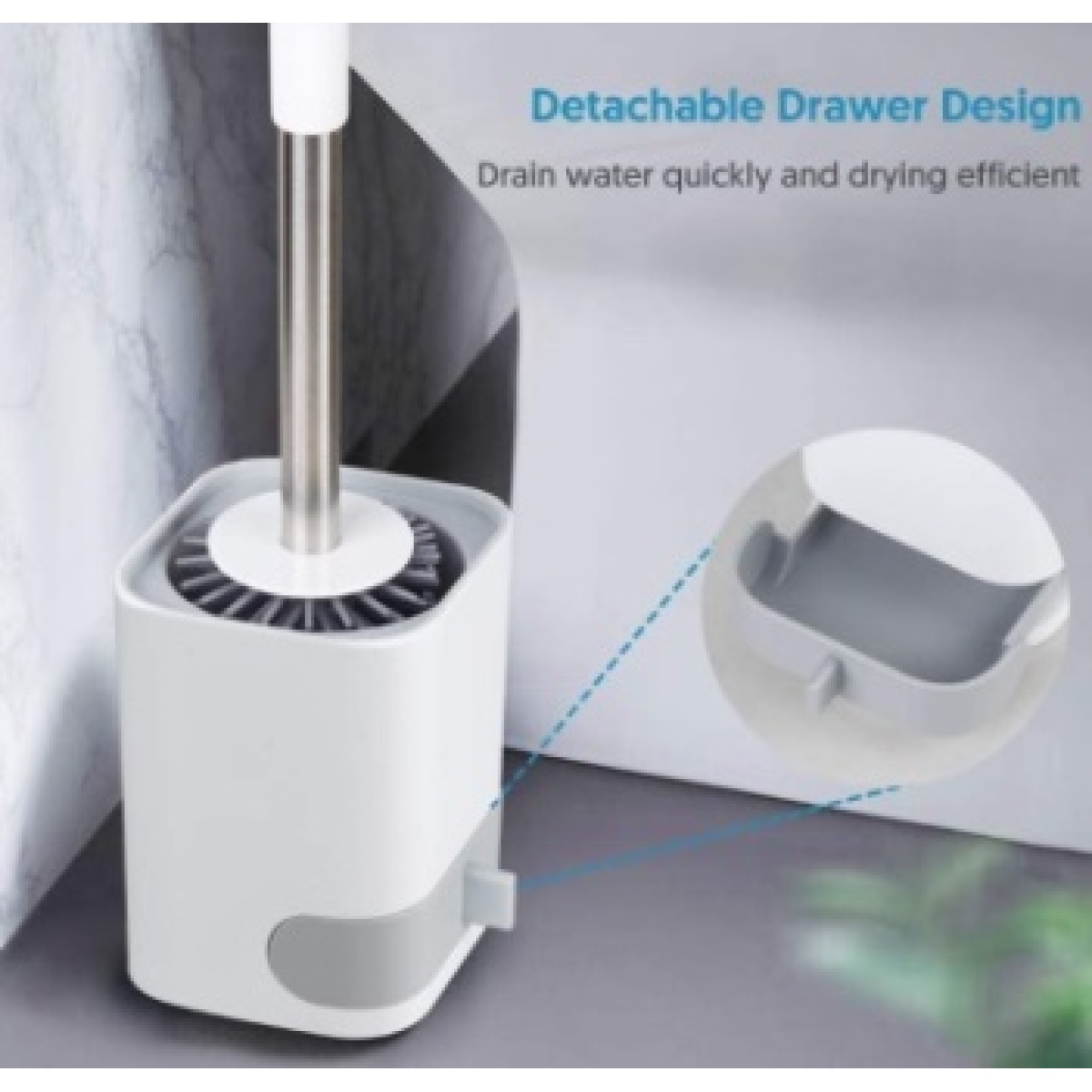 COSBRO TOILET BRUSH SET WHITE  SQUARE - Image 2