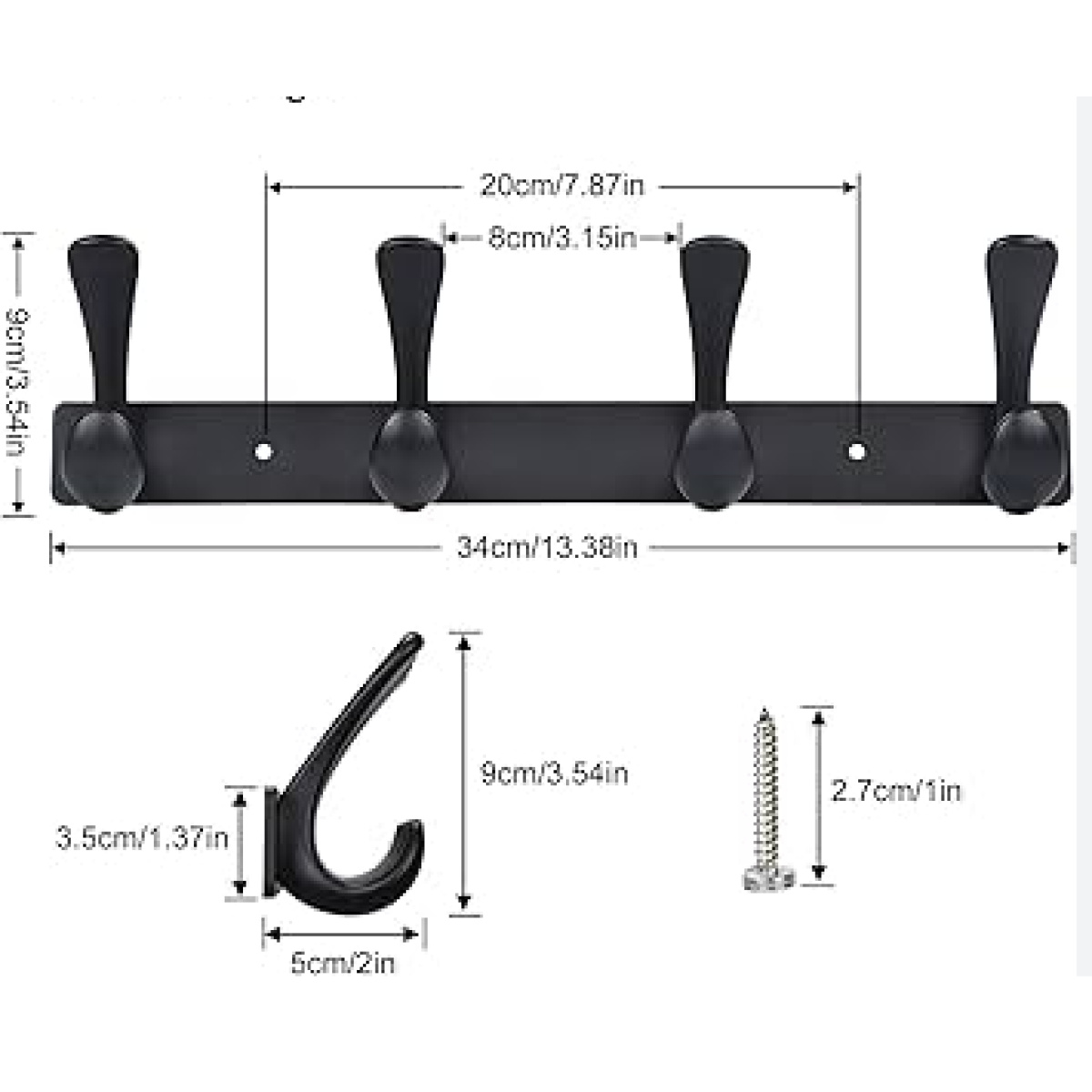 COSBRO BLACK METAL WALL HANGER 1X4 - Image 2