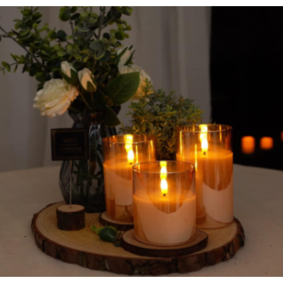 BATTERY CANDLE GLASS 7.5X15CM - Image 2