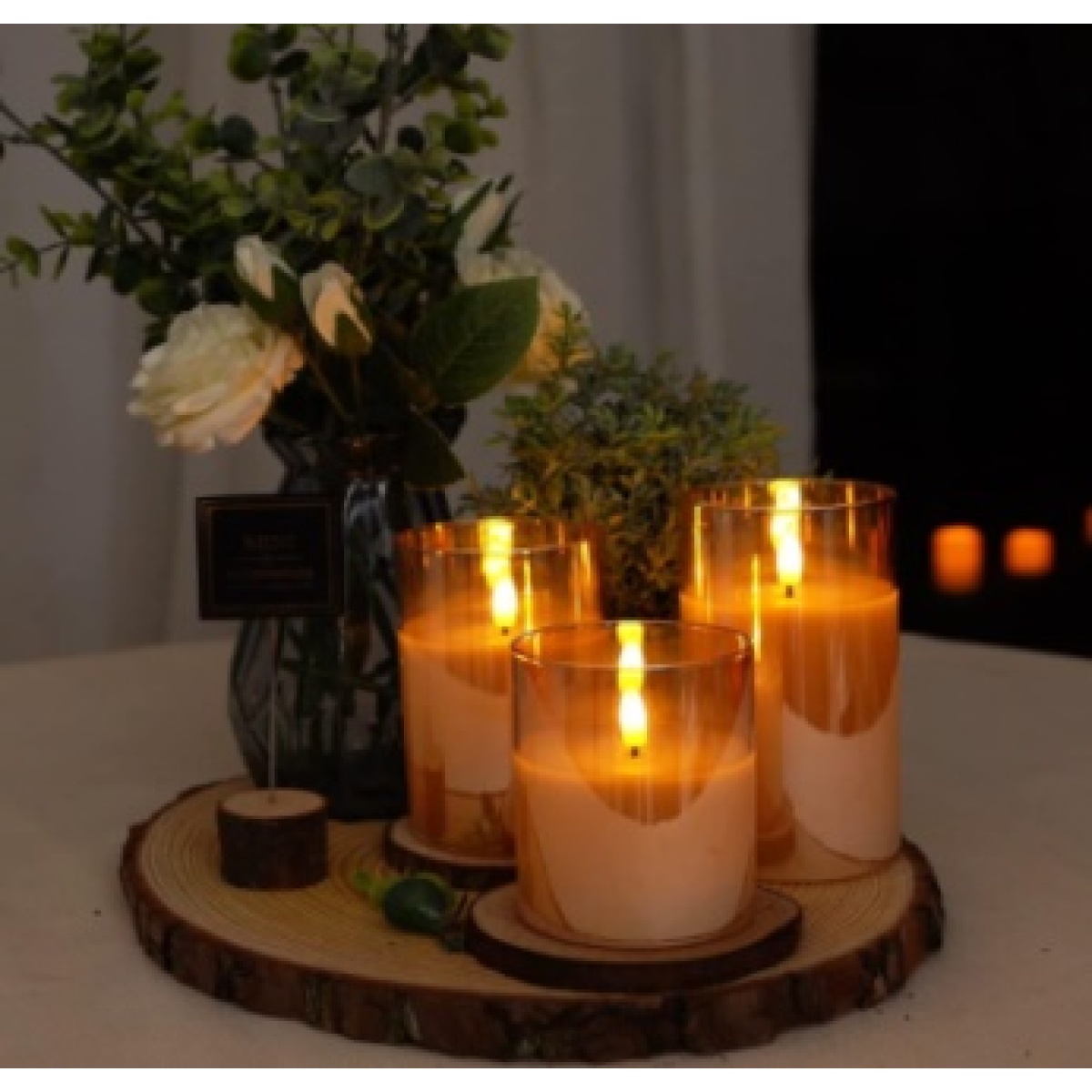 BATTERY CANDLE GLASS 7.5X12.5CM - Image 2