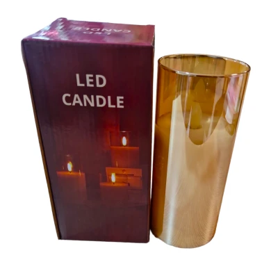 BATTERY CANDLE GLASS 7.5X17CM